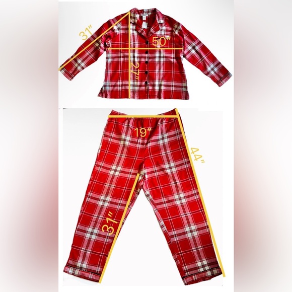 Women’s 2X Red White Plaid 2-Piece Pajama Set New - Picture 5 of 9